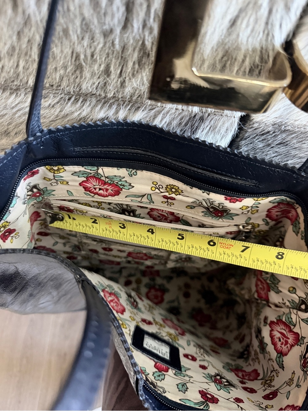 New Latico Navy Leather Tote with Slim Shoulder Straps - Picture 7 of 13